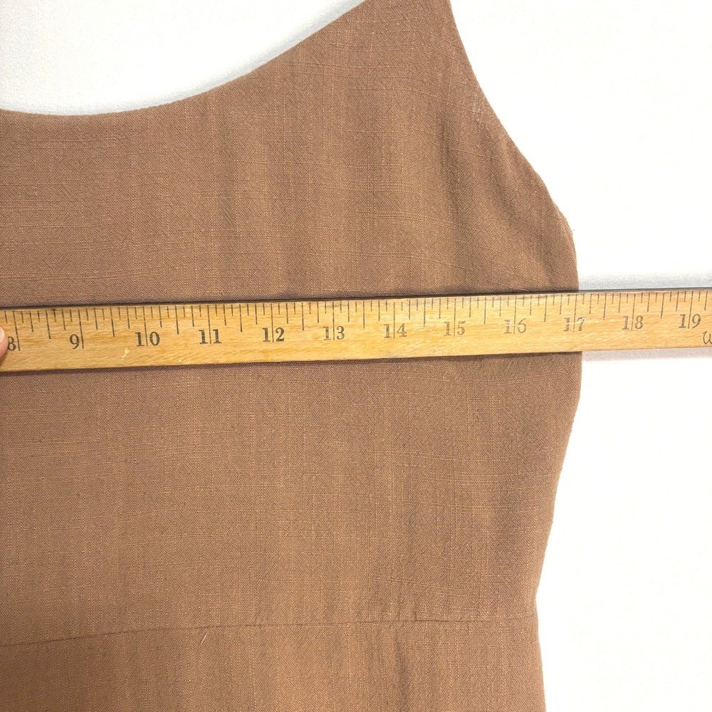 The Workshop Maxi Dress Almond Brown Linen Blend Open Back Minimalist Neutral L - Picture 8 of 9